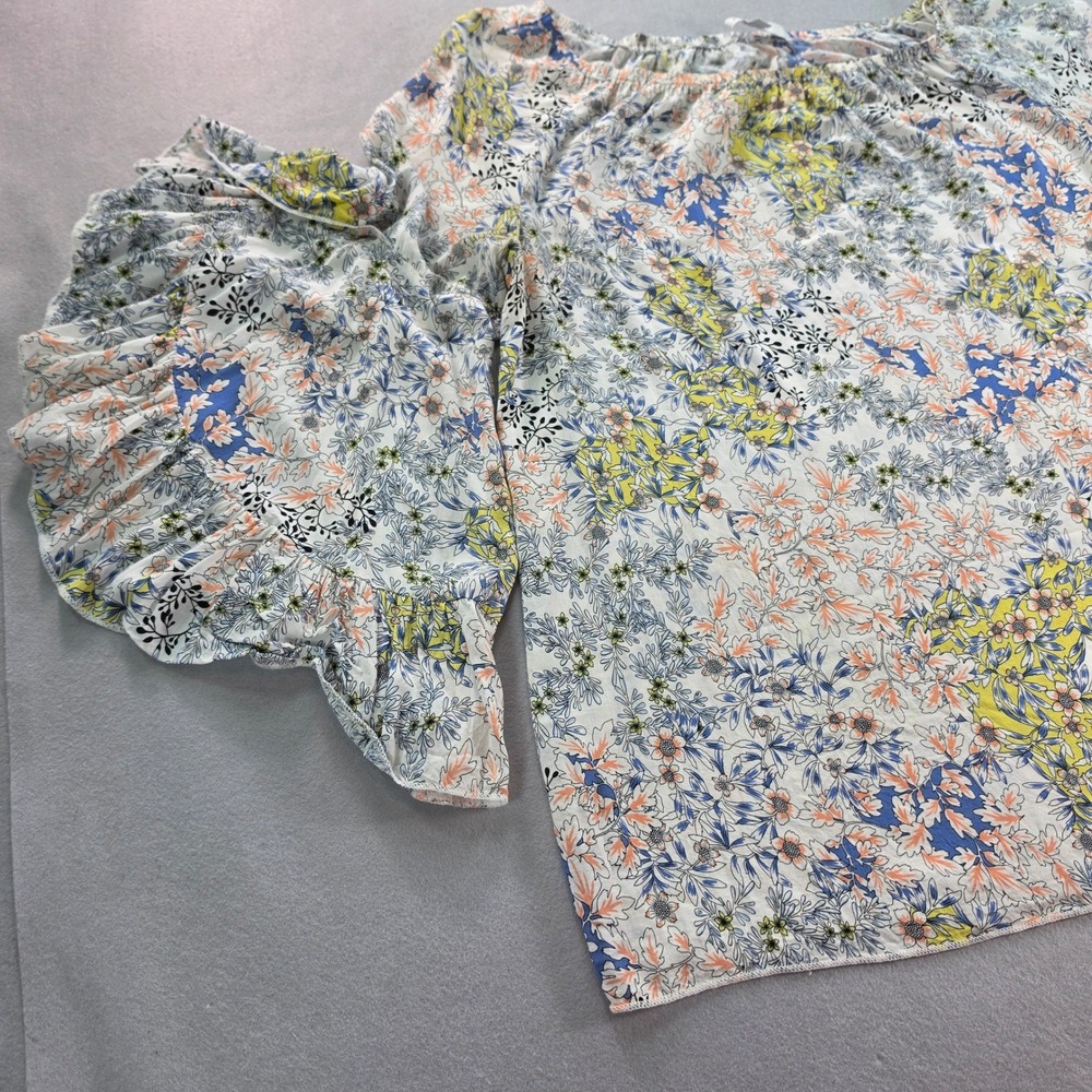 Fever Womens Floral Off The Shoulder Ruffle Bell Sleeve Blouse Top Multi Color L